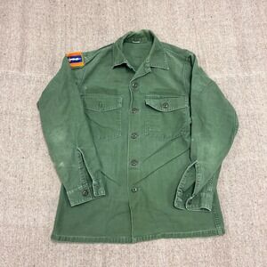 Vintage OG 107 Button Up Shirt Mens Medium Green 1960s US ARMY